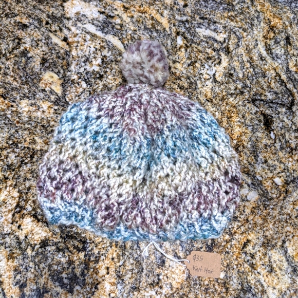 Blue and Gray knitted baret hat - Picture 2 of 2